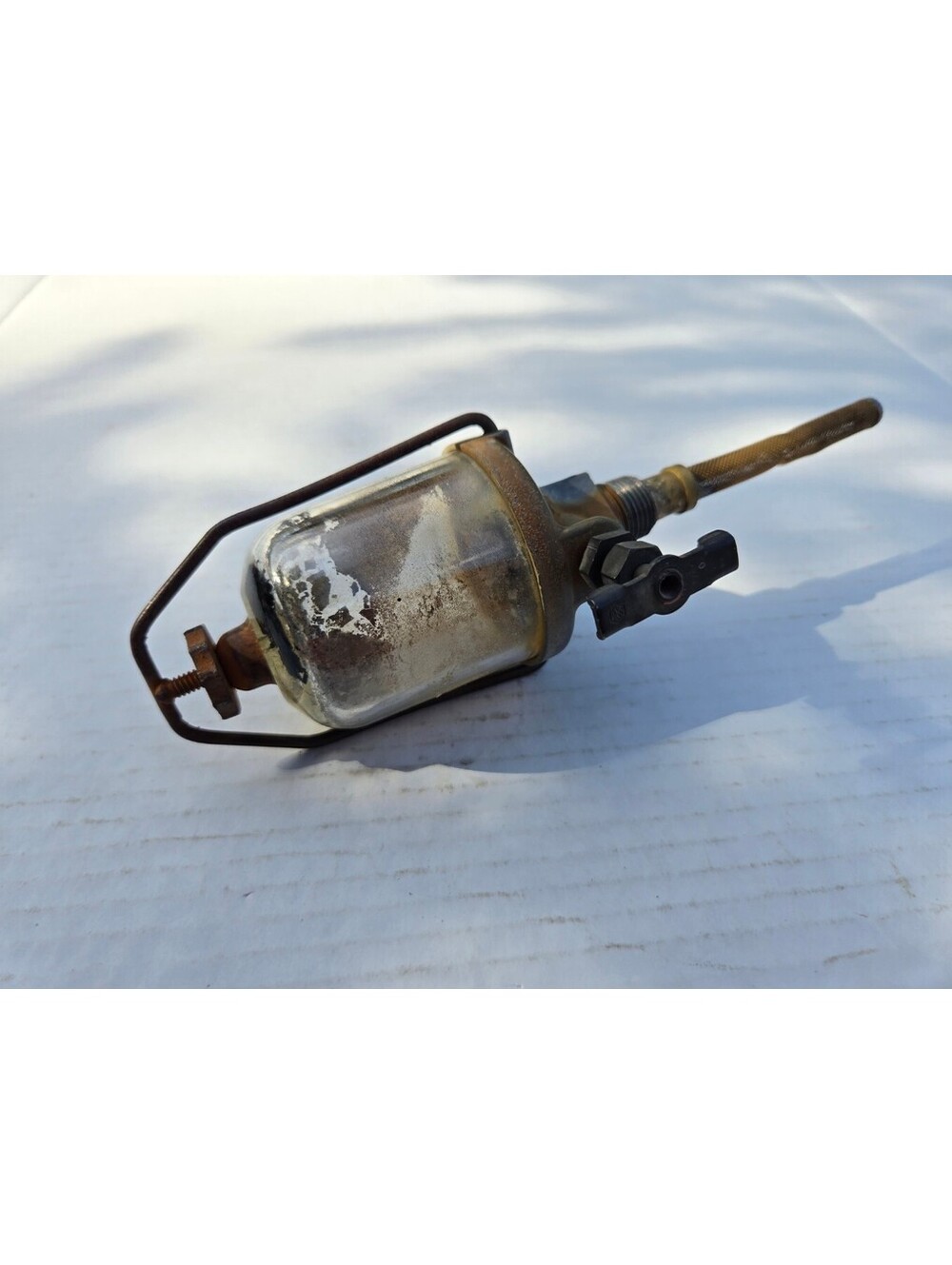 Vintage AC Delco Fuel Filter Glass Sediment Bowl Shutoff Valve 2159196 1705042